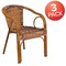 Emma and Oliver 3 Pack Rattan Restaurant Patio Chair with Bamboo-Aluminum Frame
